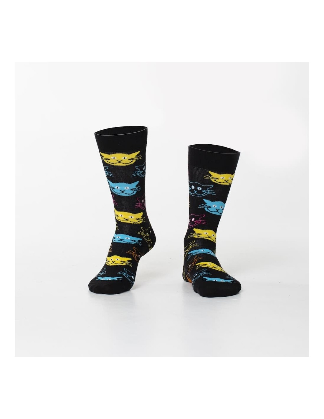 Black men\'s socks with cats SM26 - Online store - Boutique